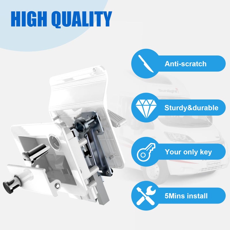 Esakoya RV Door Lock  RV Door Lock Replacement with Paddle Deadbolt  White Zinc Alloy Metal Rv Lock with 4 Keys for Camper Horse Trailer Cargo Hauler - Image 3